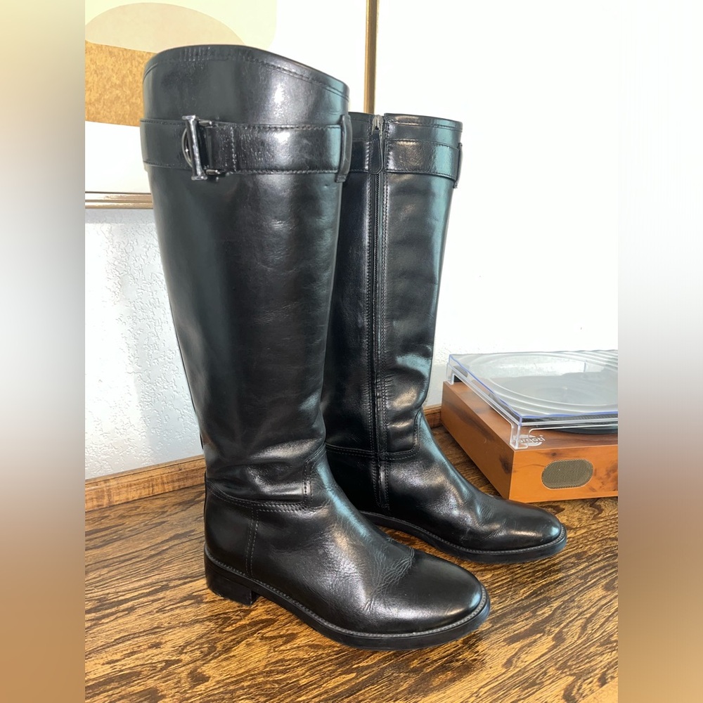 Pre-Owned Tory Burch 'Grace' Riding Boots Black Leather Size 8M